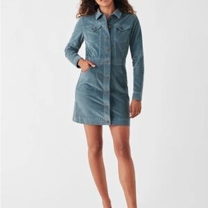 Stylish Blue Corduroy Dress